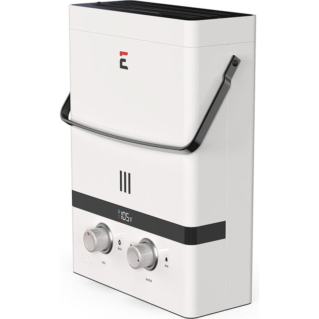 Bundle: Eccotemp EL5-PS-LP  Luxé Portable Outdoor Tankless Water Heater 1.5 GPM with / EccoFlo Diaphragm 12V Pump and Strainer