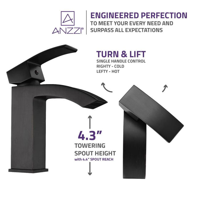Anzzi L-AZ037PC  Revere Series Single Hole Single-Handle Low-Arc Bathroom Faucet in Polished Chrome