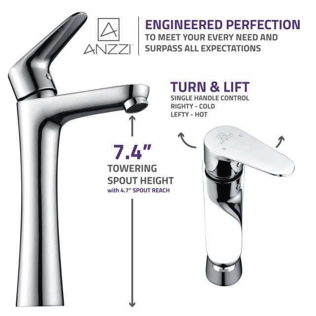 Anzzi L-AZ081  Vivace Single Hole Single-Handle Bathroom Faucet in Polished Chrome