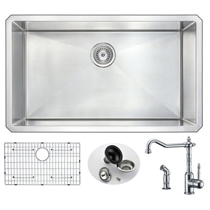 Anzzi KAZ3219-037  VANGUARD Undermount 32 in. Single Bowl Kitchen Sink with Locke Faucet