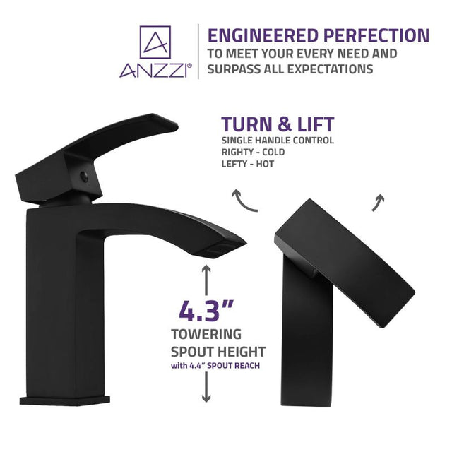 Anzzi L-AZ037PC  Revere Series Single Hole Single-Handle Low-Arc Bathroom Faucet in Polished Chrome