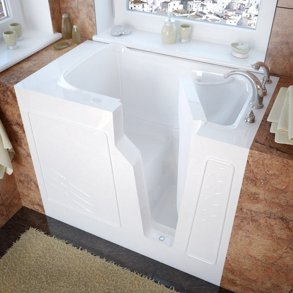 MediTub 2646RWS  Walk-In 26 x 46 Right Drain White Soaking Walk-In Bathtub