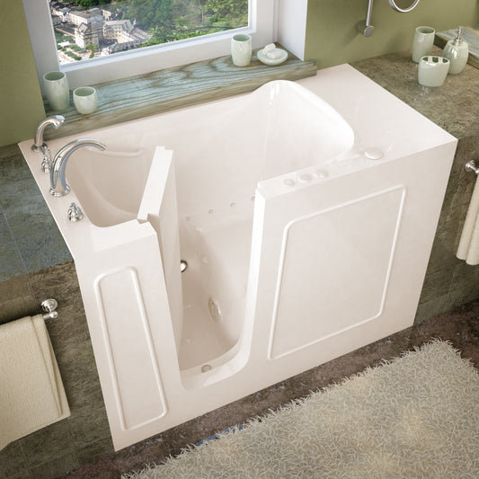 MediTub 2653LBD  Walk-In 26 x 53 Left Drain Biscuit Whirlpool & Air Jetted Walk-In Bathtub