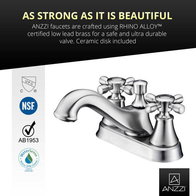 Anzzi L-AZ006PC  Major Series 4 in. Centerset 2-Handle Mid-Arc Bathroom Faucet