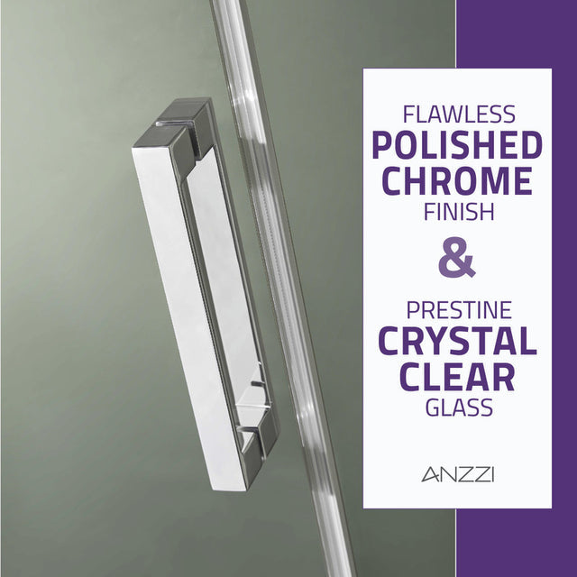Anzzi SD-FRLS05702BN  ANZZI Rhodes Series 60 in. x 76 in. Frameless Sliding Shower Door with Handle